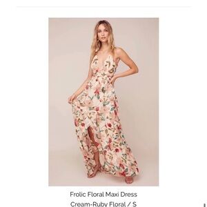 Astr Floral Maxi Dress in Cream and Red